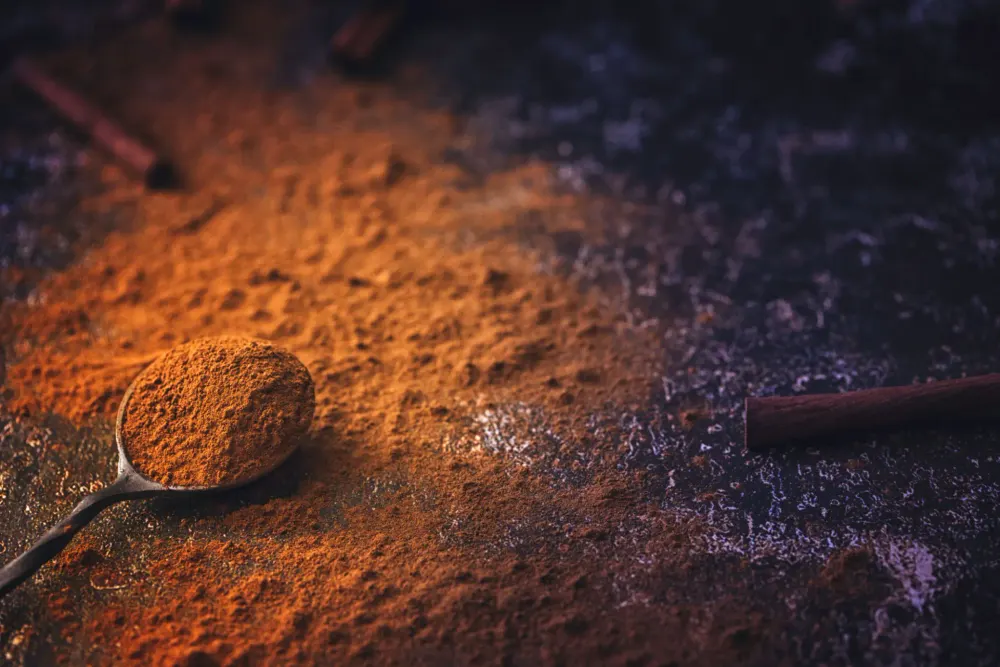 A spoon of ground Ceylon cinnamon